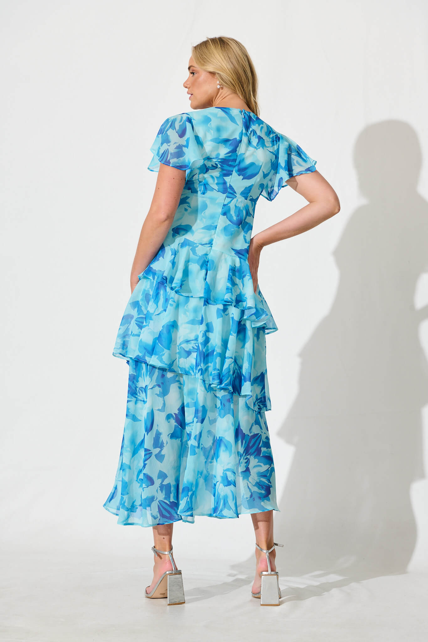 Kaela Maxi Dress Blue Watercolour Chiffon