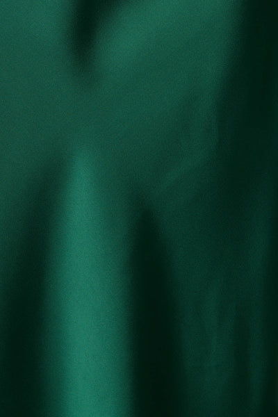Sarita Maxi Off Shoulder Dress in Emerald Green Satin