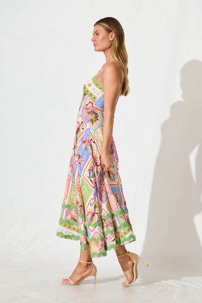 Love Poet Maxi Dress In Cream With Multi Print And Ric Rac