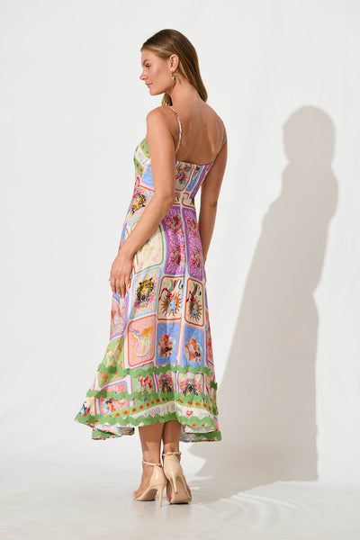 Love Poet Maxi Dress In Cream With Multi Print And Ric Rac