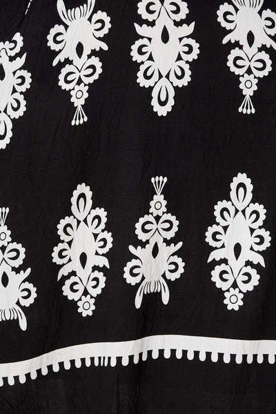 Norvi Maxi Dress in Black with White Print