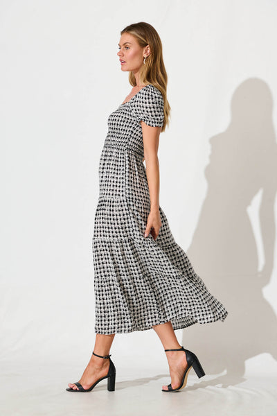 Take Me Out Maxi Dress in Black Gingham Check
