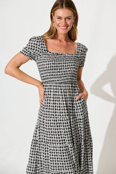 Take Me Out Maxi Dress in Black Gingham Check