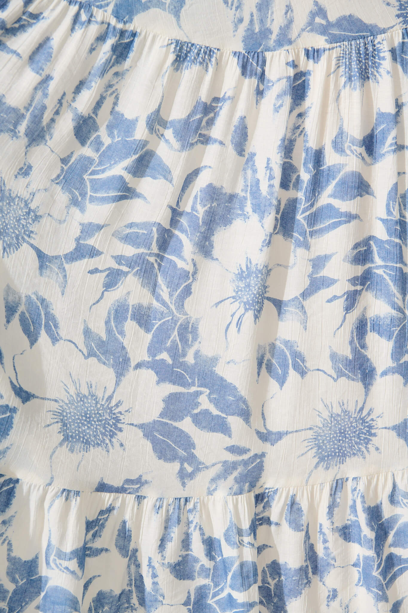 Chavira Maxi Dress in White with Blue Flower