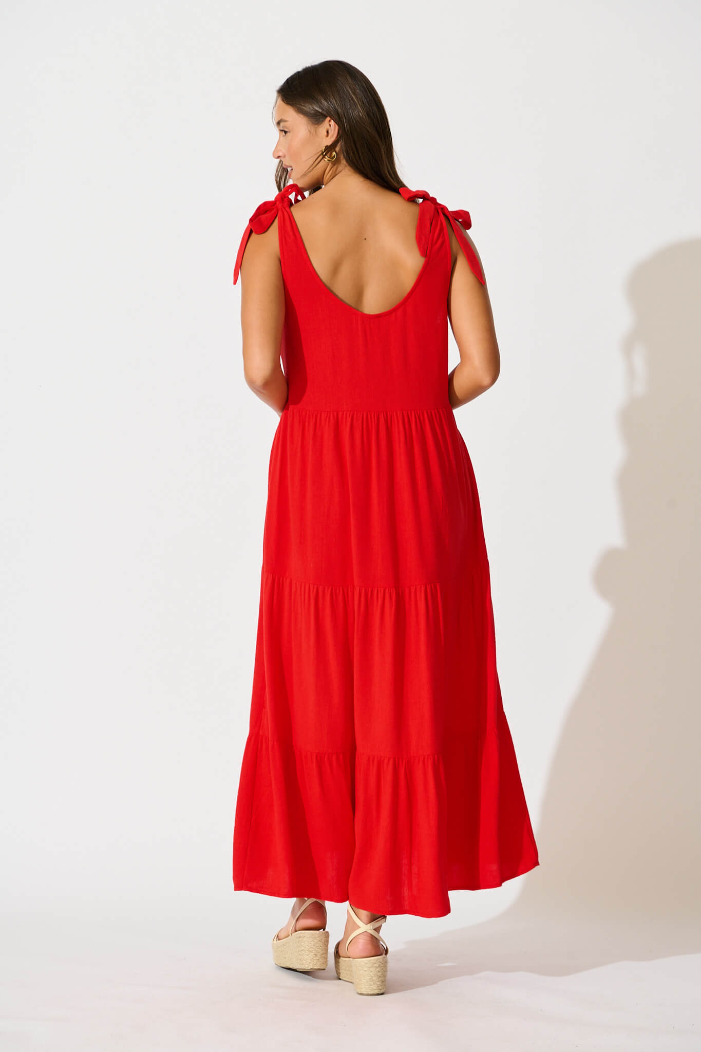 Estefani Maxi Sundress in Red Linen Blend