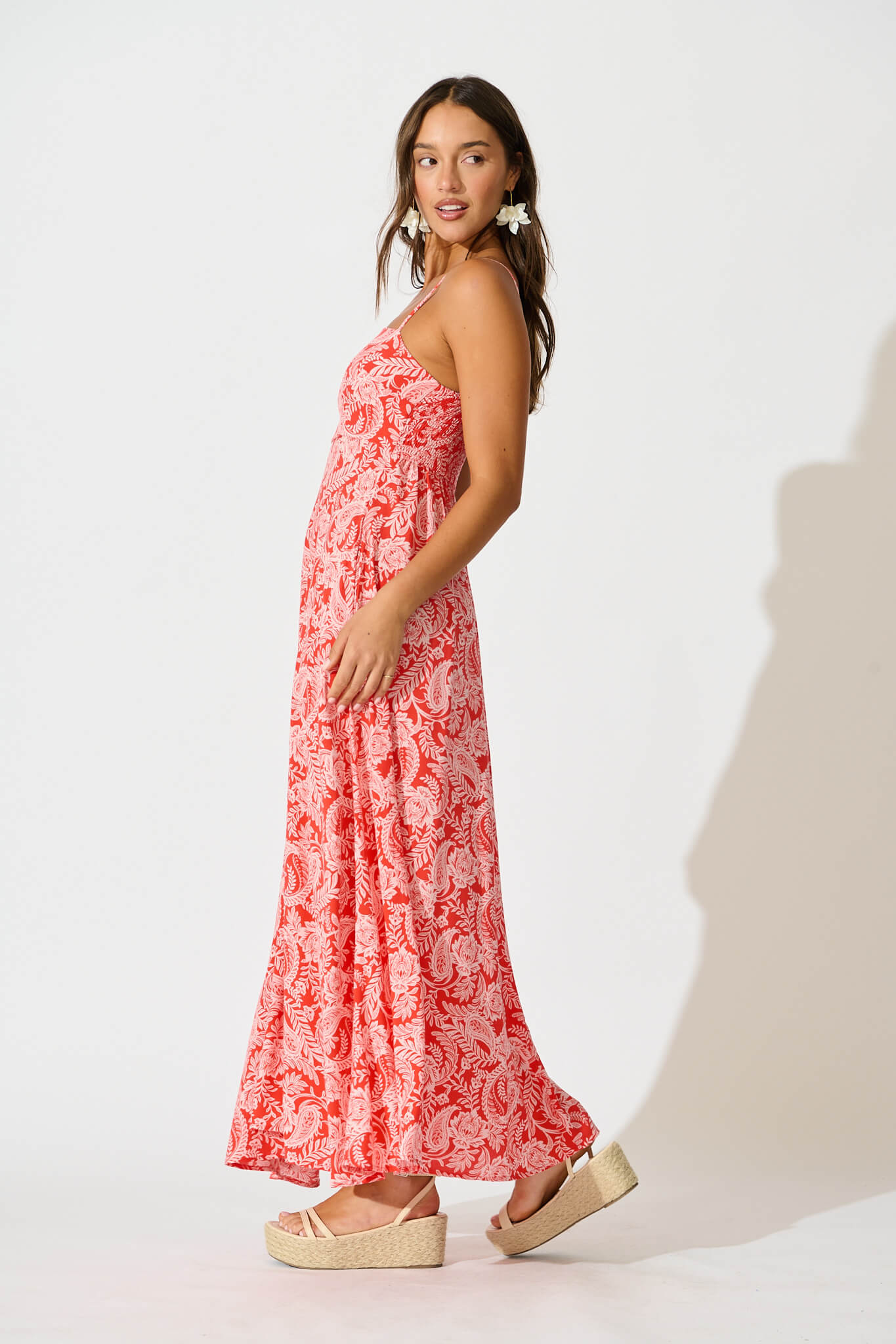 Willa Maxi Sundress In Red Paisley