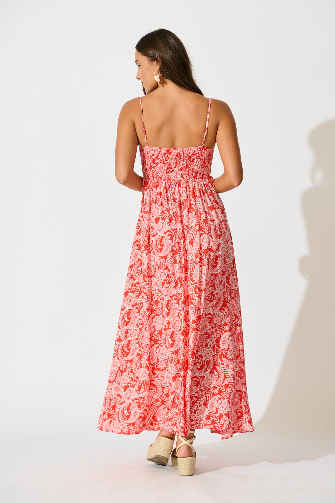 Willa Maxi Sundress In Red Paisley