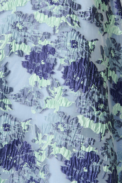 Opuluxe Maxi Dress in Blue Floral Organza Jaquard