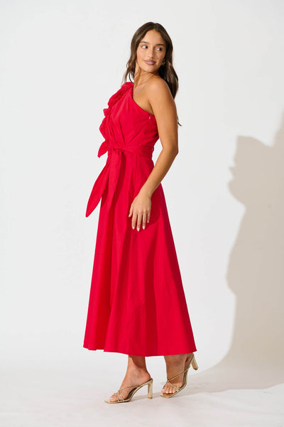 Irisa Maxi Dress in Red Cotton