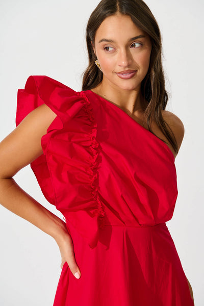 Irisa Maxi Dress in Red Cotton