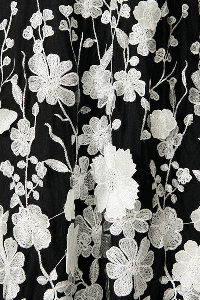 Nashira Maxi Dress in Black and White Embroidered Tulle