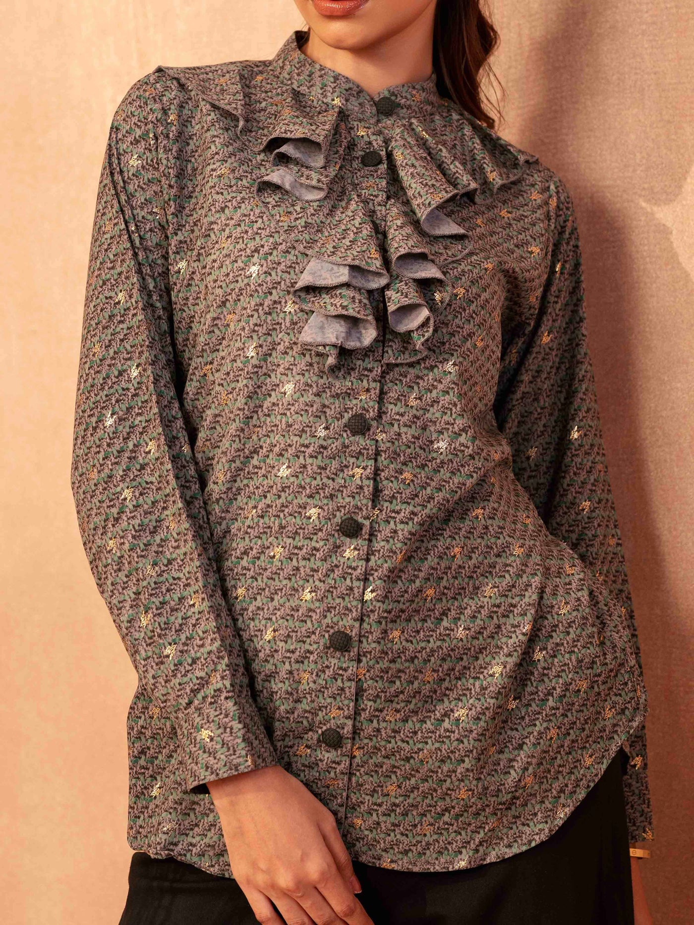 Gray green printed Female Exclusive shirt