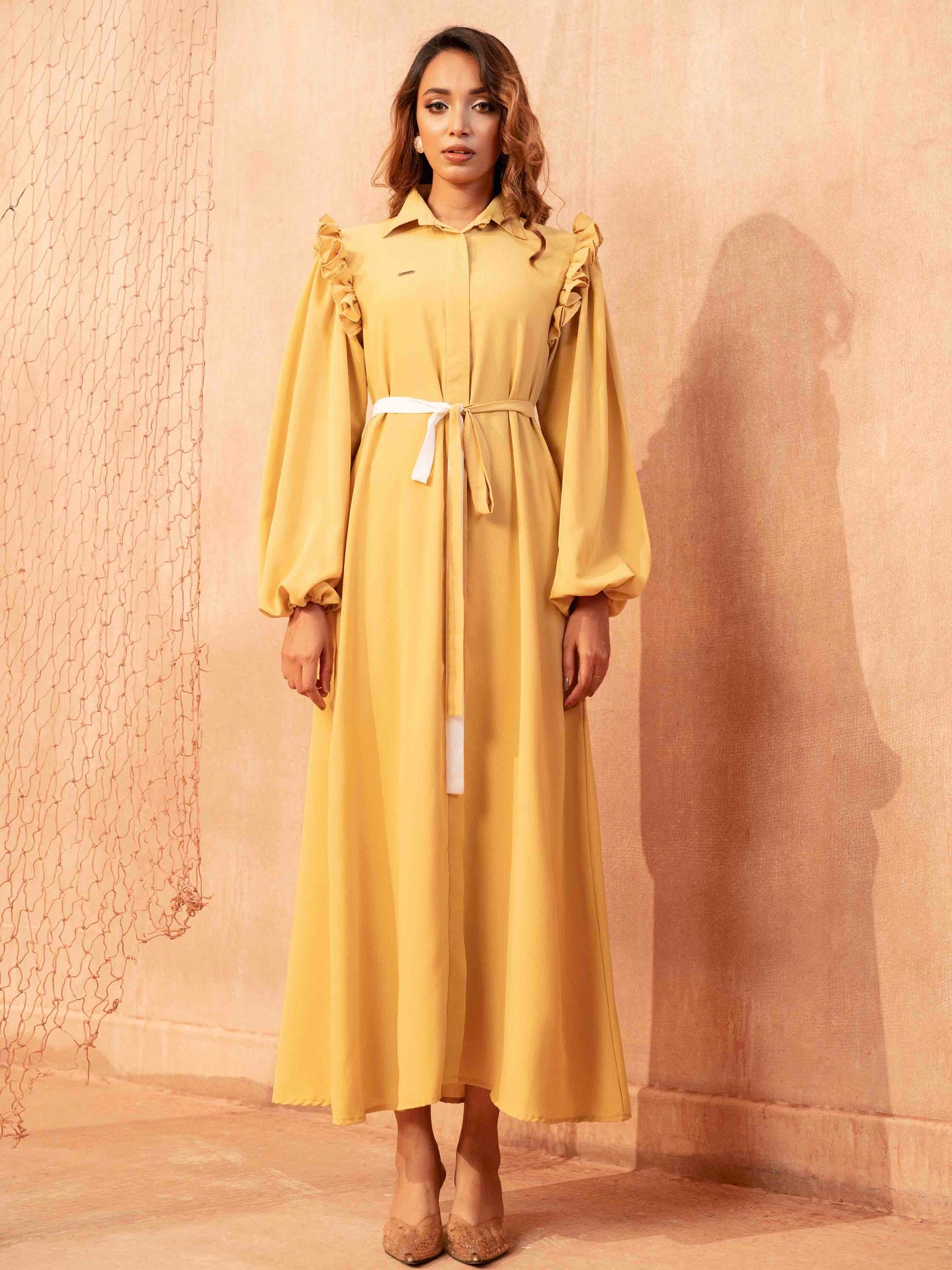 Lemon Yellow Female Long Dress