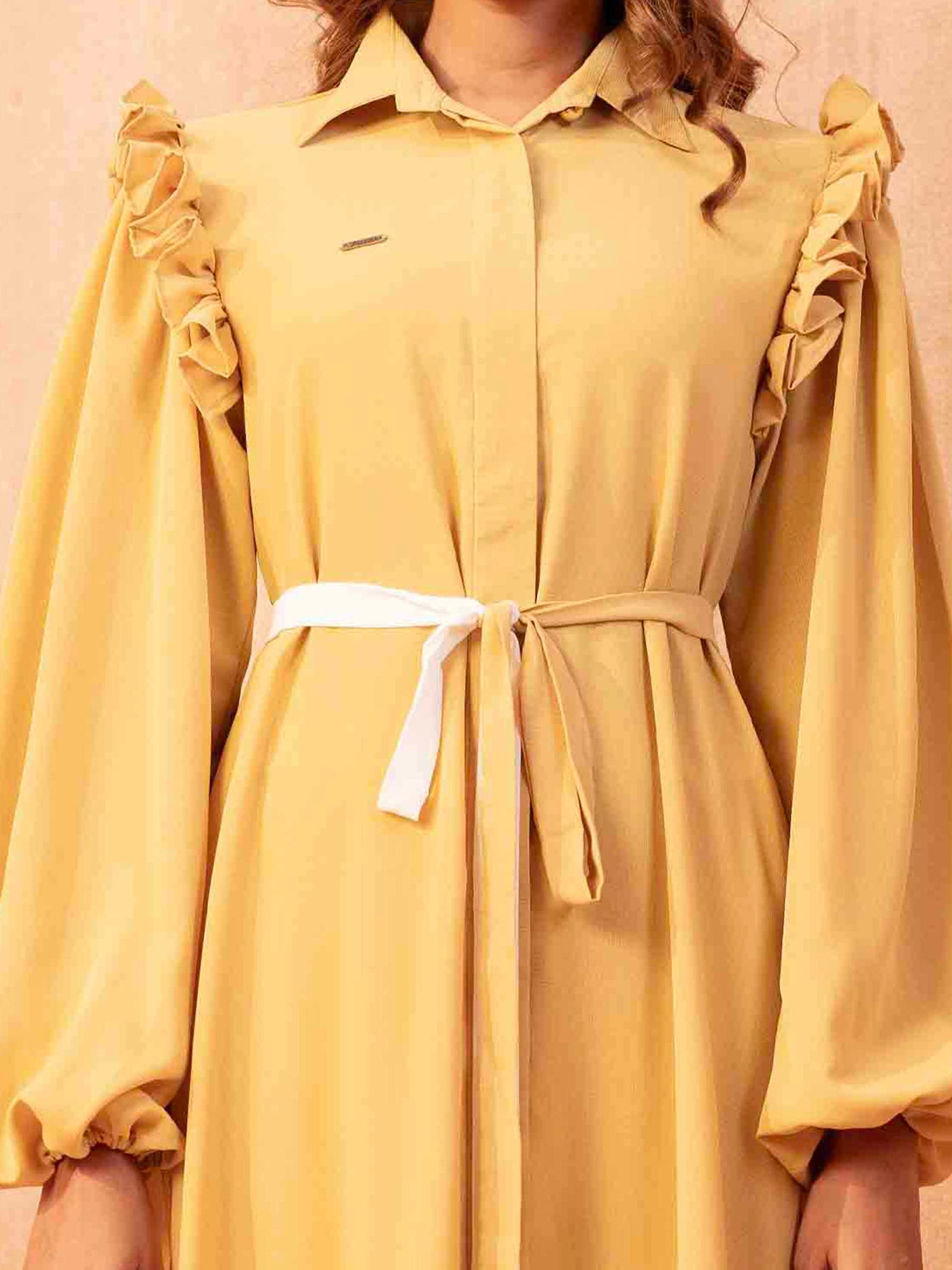 Lemon Yellow Female Long Dress