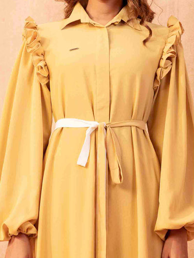 Lemon Yellow Female Long Dress