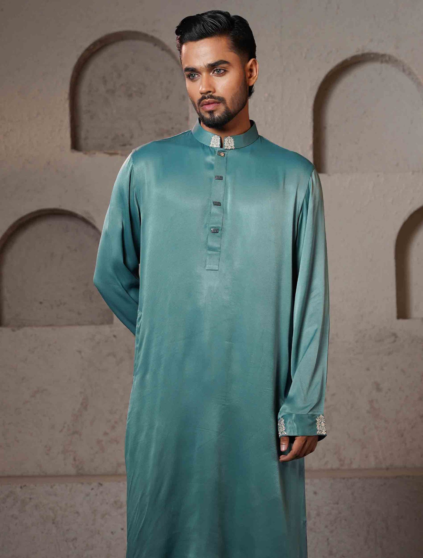 Sea Blue Embroidery premium Panjabi