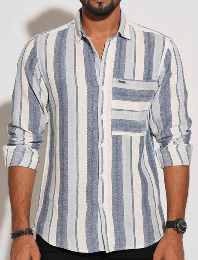 White ash sky stripe premium full sleeve shirt