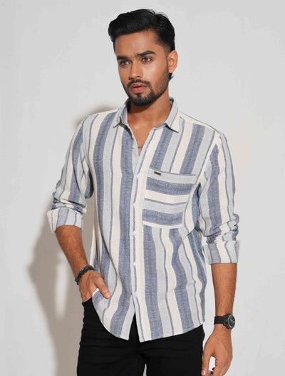 White ash sky stripe premium full sleeve shirt