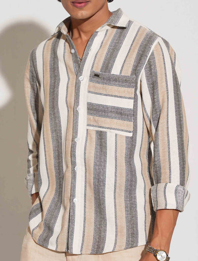 White ash cream stripe premium full sleeve shirt
