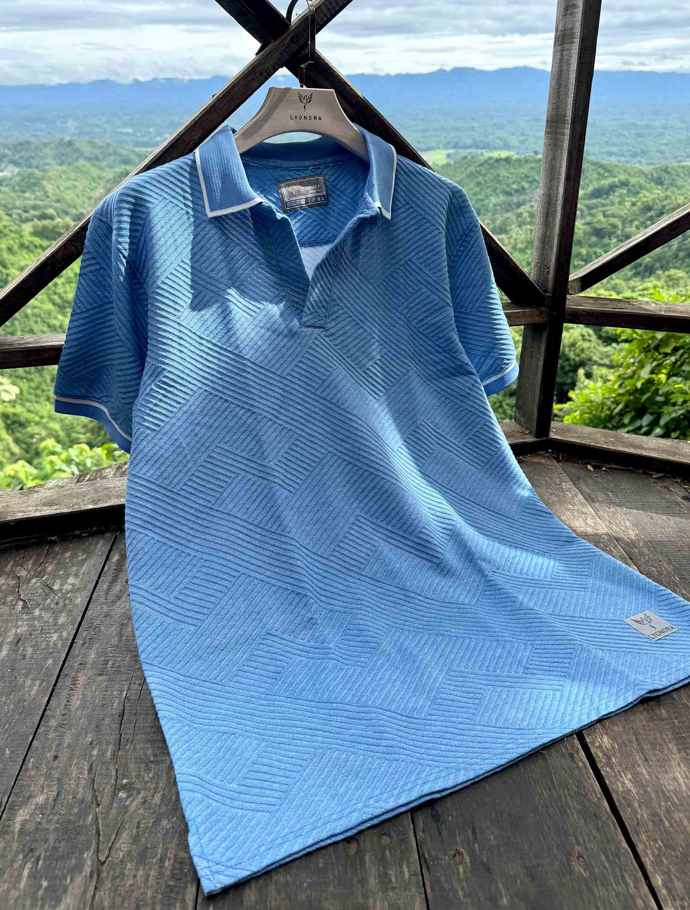 Sky Blue Texture Premium Polo