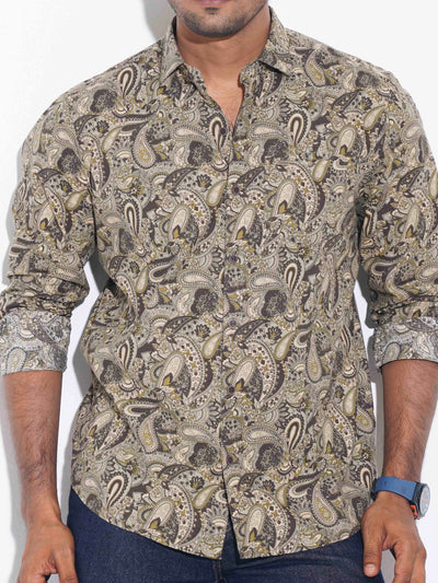 Dark Olive - Base Sankha Printed Premium Full sleeve Shirt