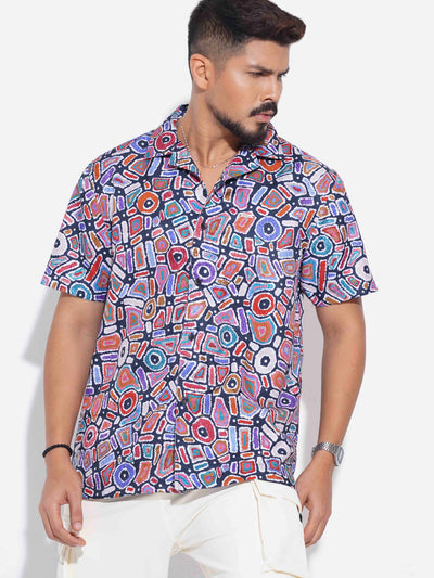 Orange Blue blob printed havana shirt