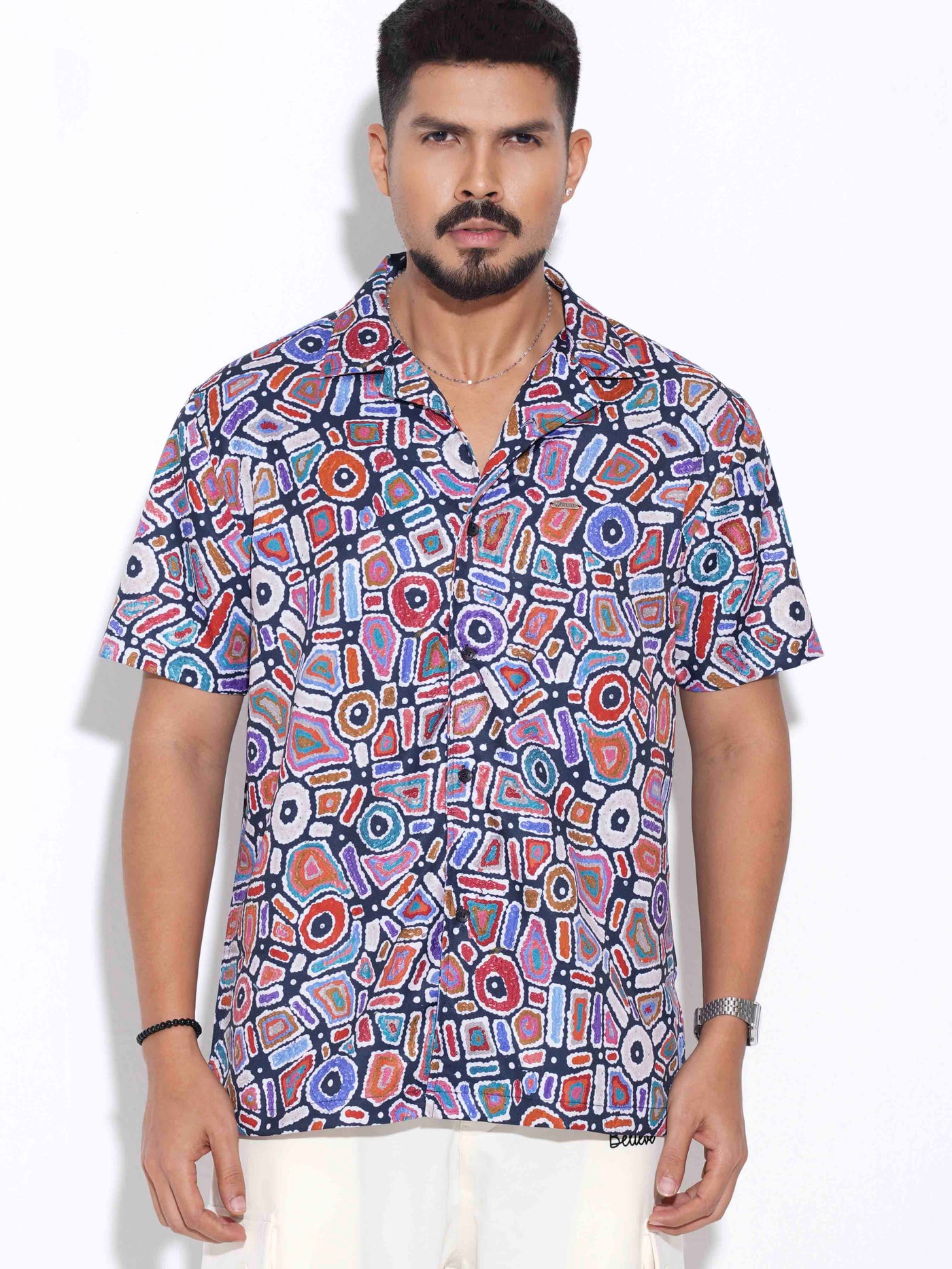 Orange Blue blob printed havana shirt