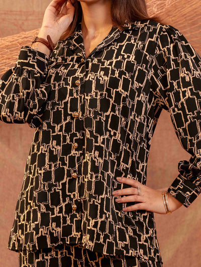 Black cream chain printed Female Co-Ord set