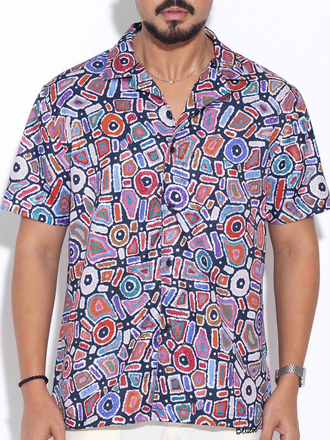Orange Blue blob printed havana shirt