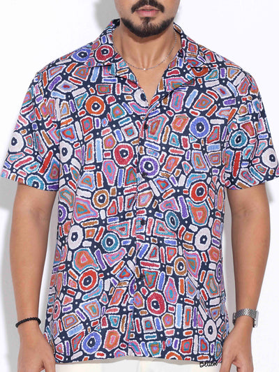 Orange Blue blob printed havana shirt