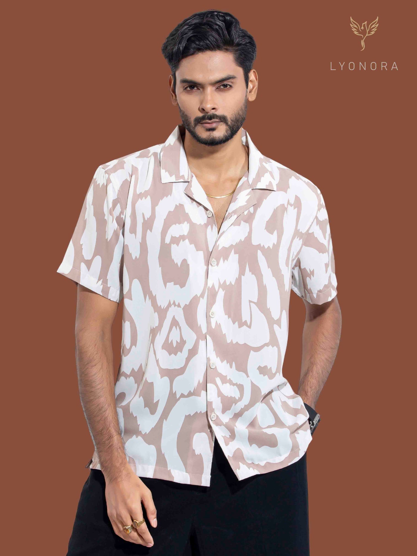 Cream nude color printed Havana shirt