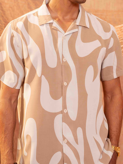 Matte golden white Blob printed Havana shirt