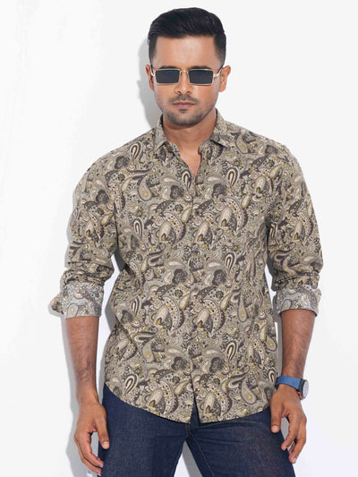 Dark Olive - Base Sankha Printed Premium Full sleeve Shirt