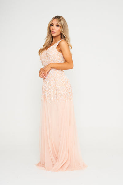 Sequin Embellished V-Neck Maxi Dress