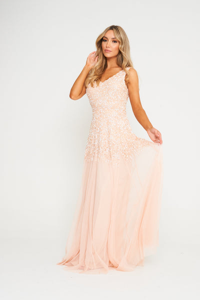Sequin Embellished V-Neck Maxi Dress