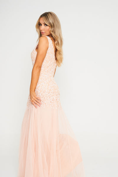 Sequin Embellished V-Neck Maxi Dress