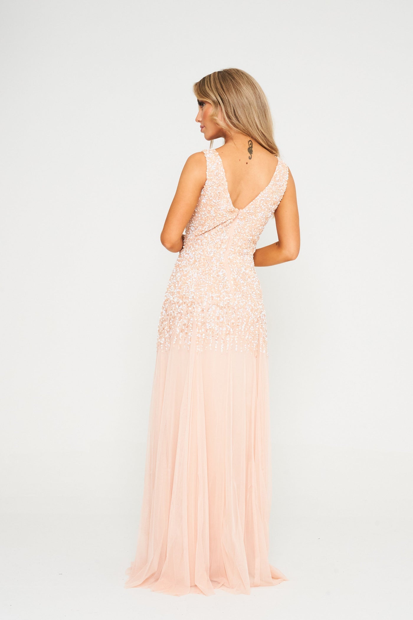 Sequin Embellished V-Neck Maxi Dress