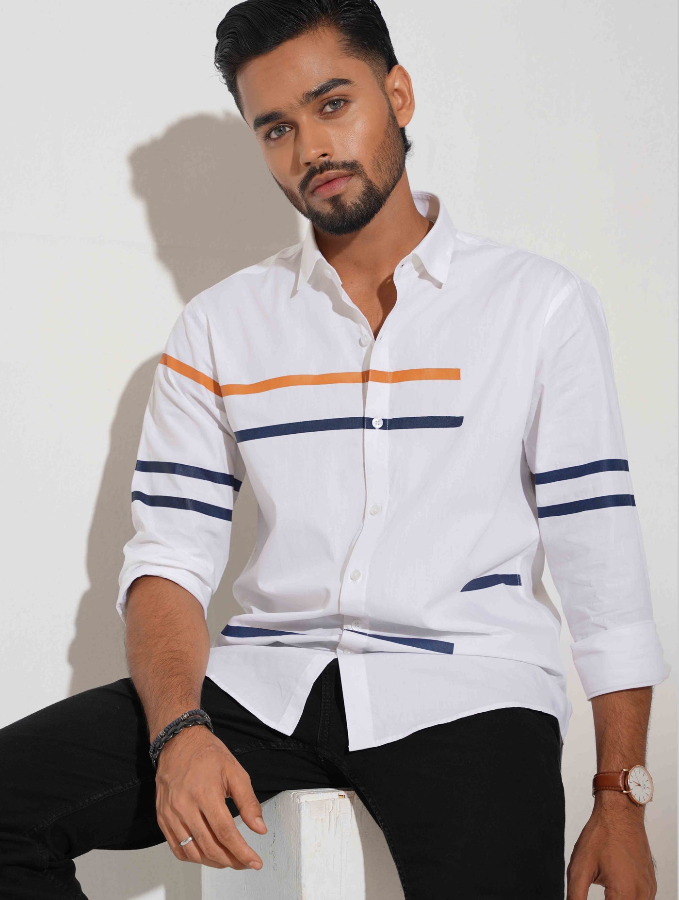 White chest stripe contrast full sleeve