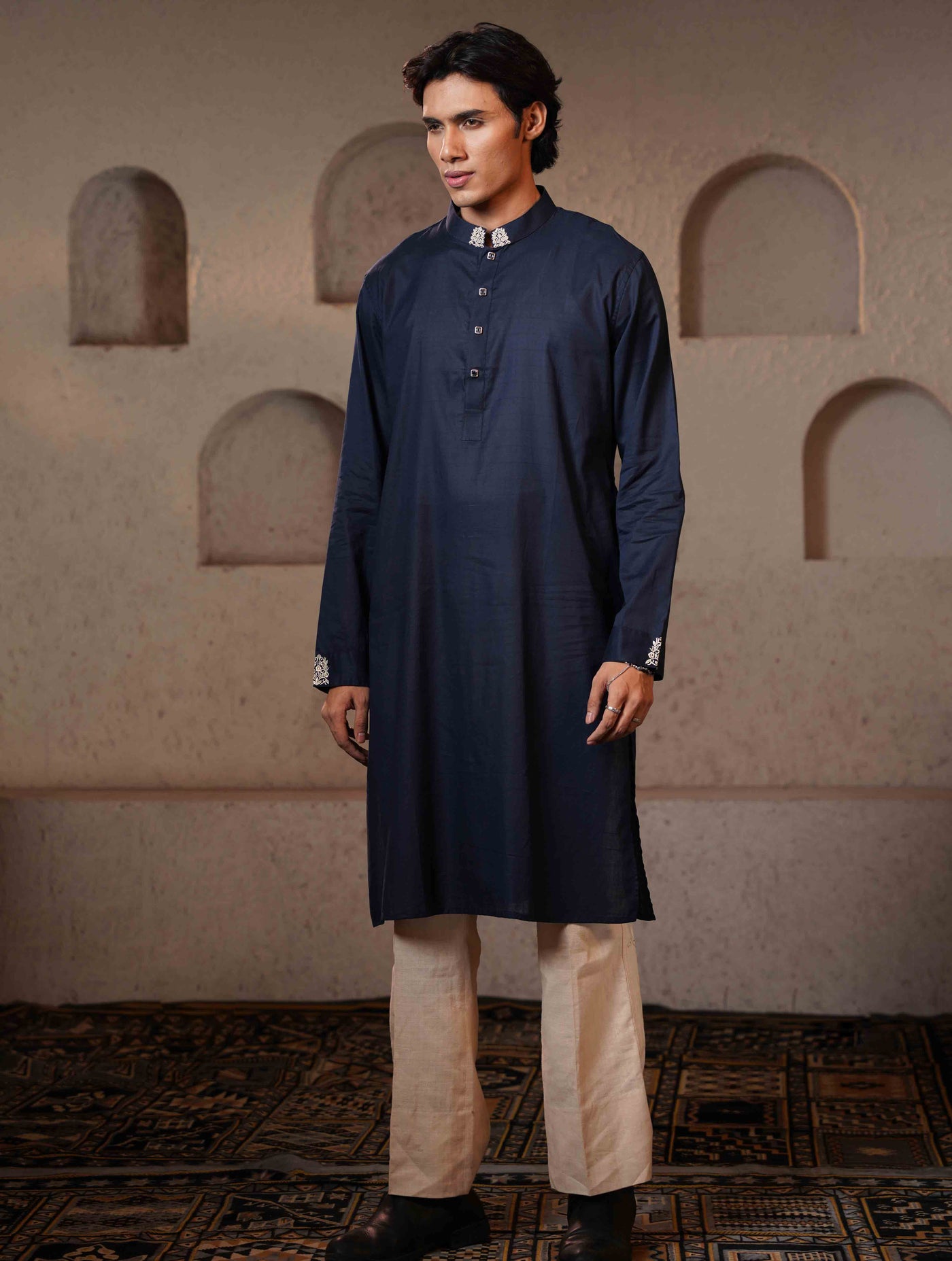 Deep Blue Embroidery premium Panjabi