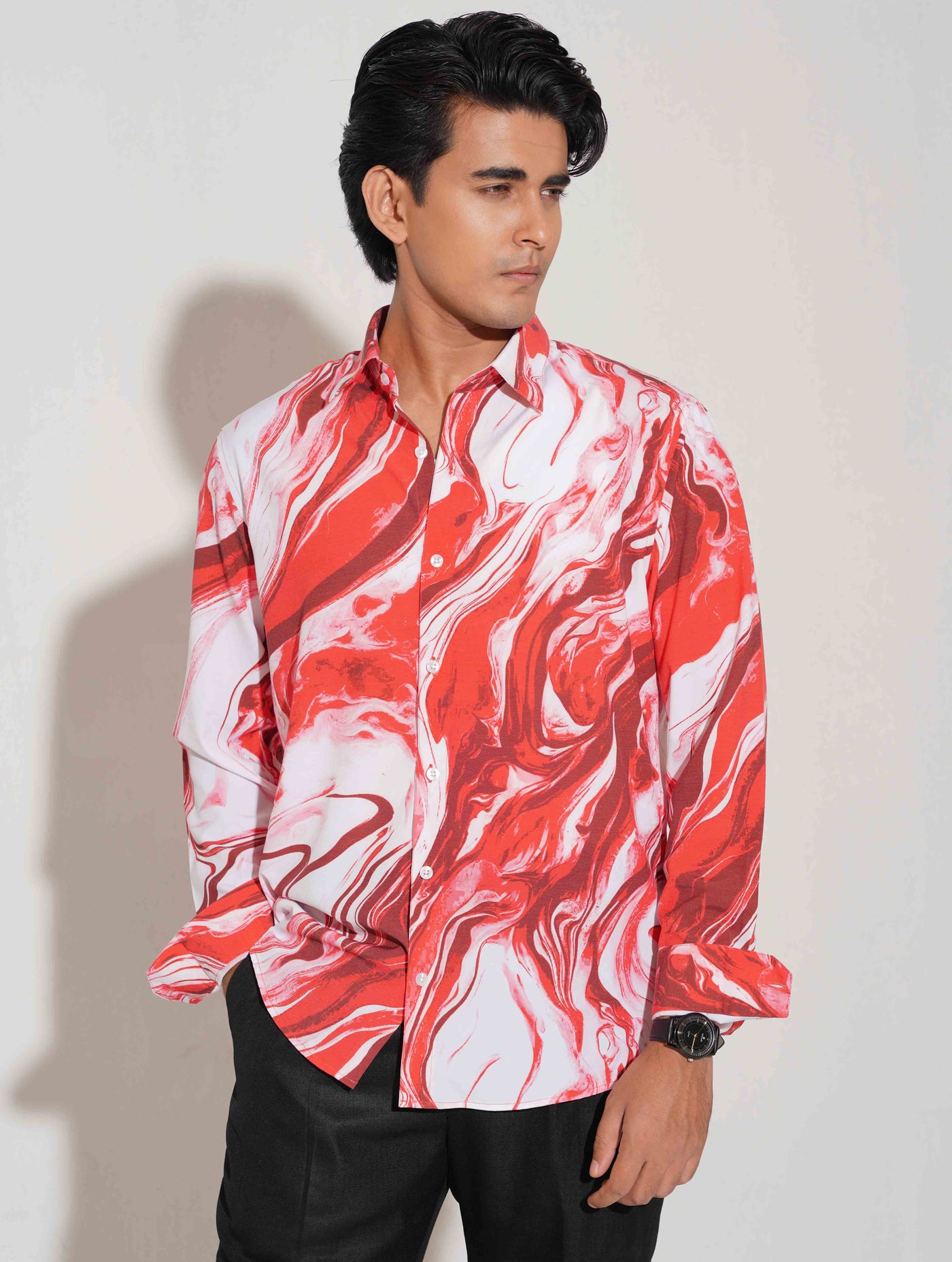 Red and white icecream printed full sleeve