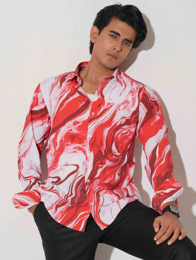 Red and white icecream printed full sleeve