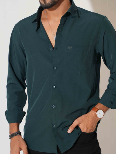 Deep Green solid formal full sleeve shirt