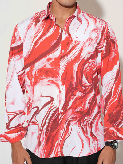 Red and white icecream printed full sleeve