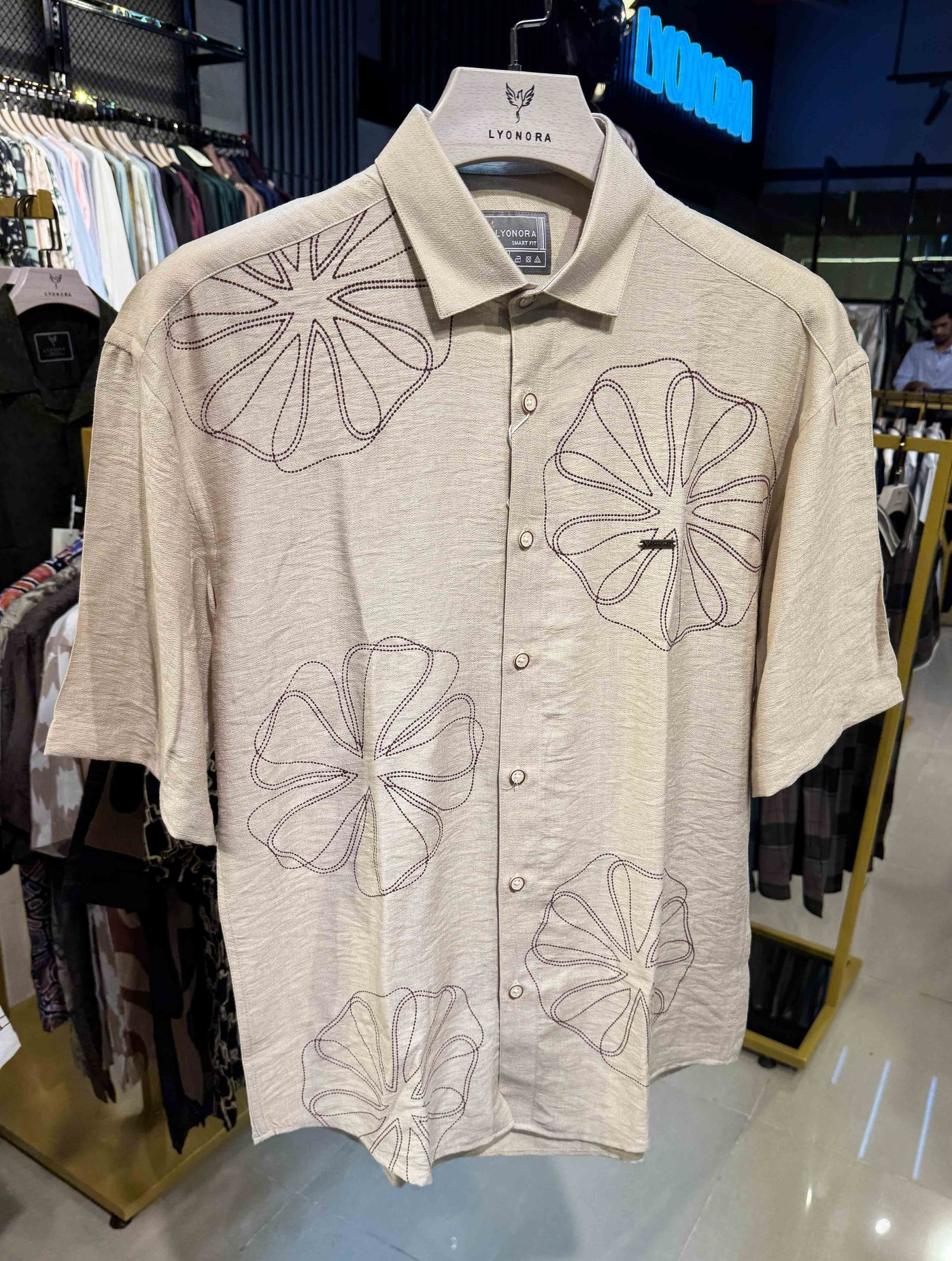 Cream chest printed drop shoulder shirt