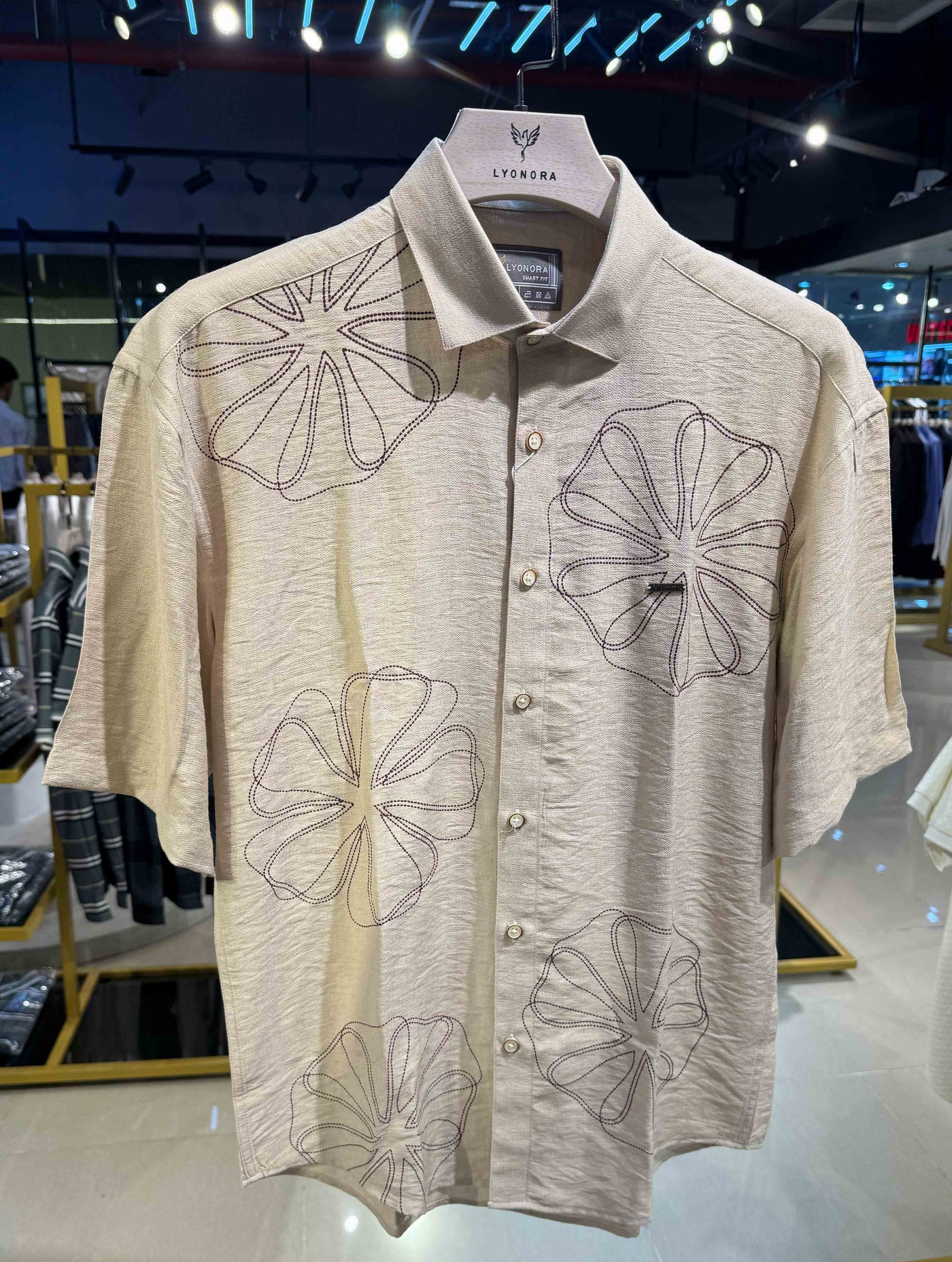 Cream chest printed drop shoulder shirt