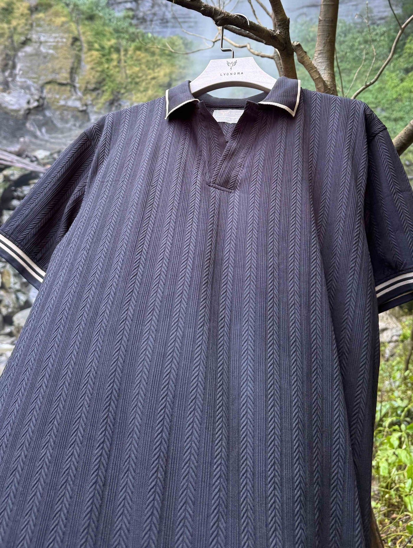 Raven Black Texture Premium Polo