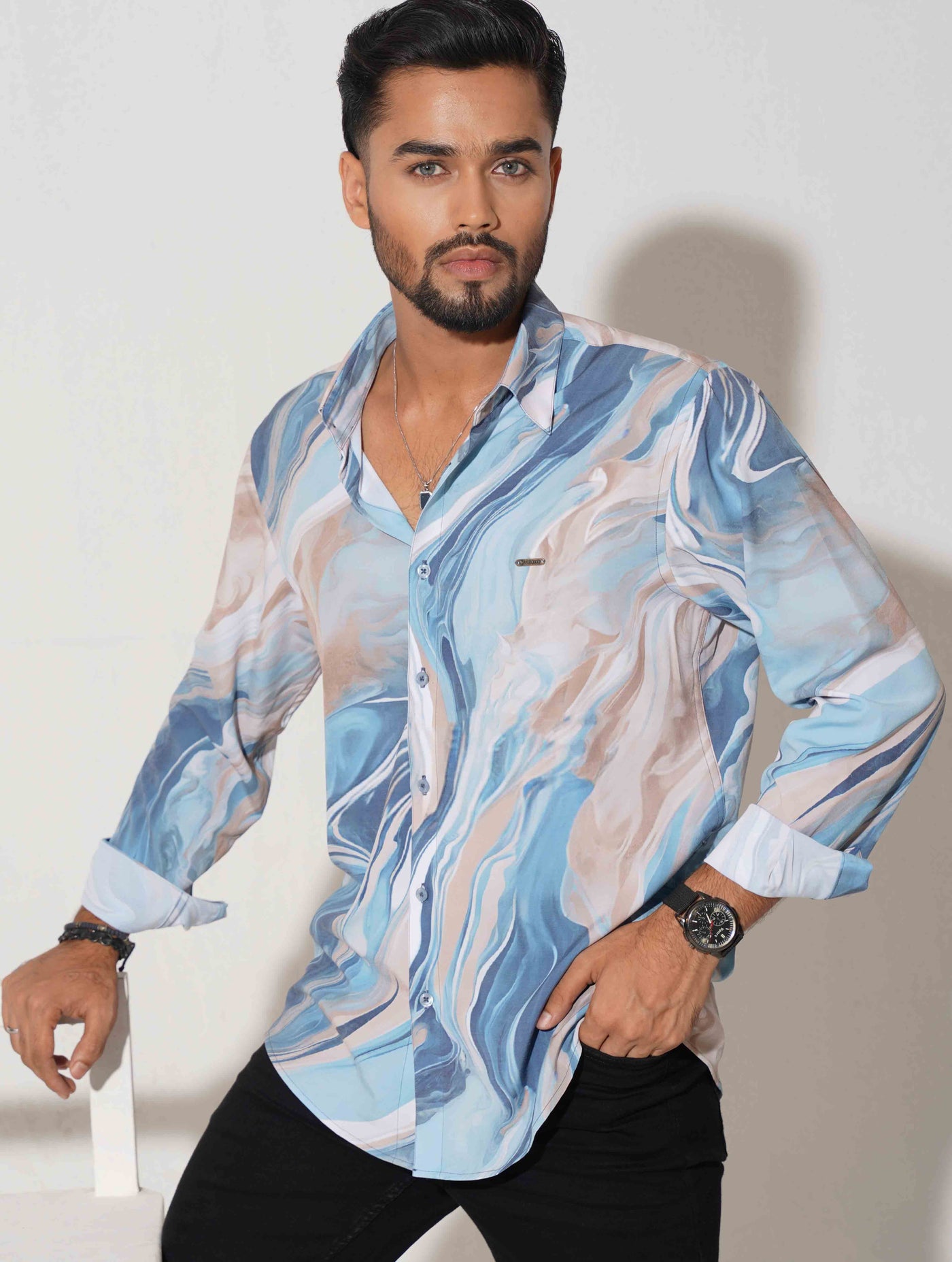 Prussian blue icecream printed full sleeve