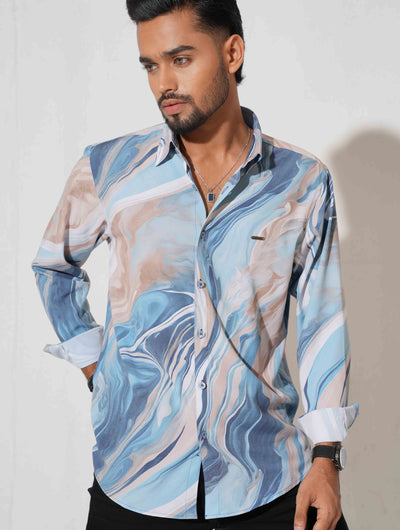 Prussian blue icecream printed full sleeve