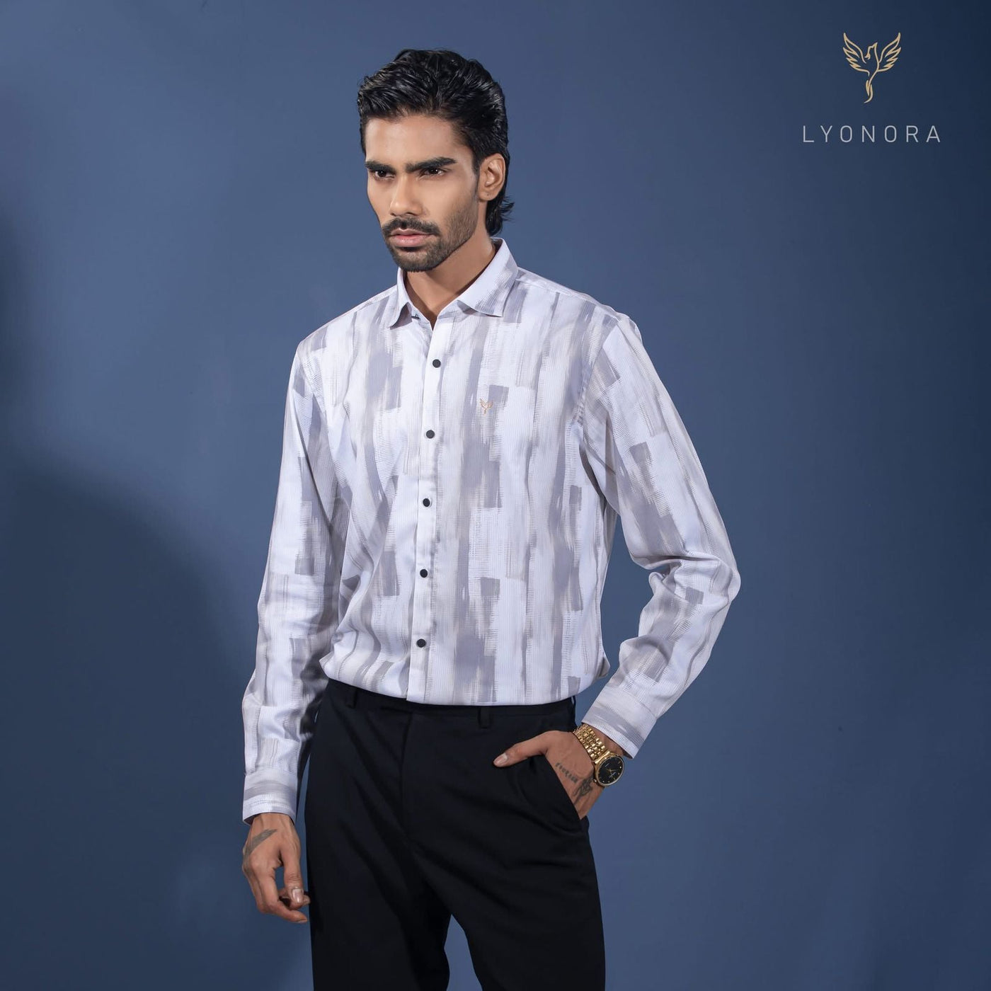 White faded Ash Texture printed premium magnet shirt