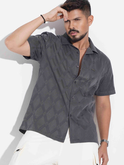 Gray texture fancy cotton havana shirt